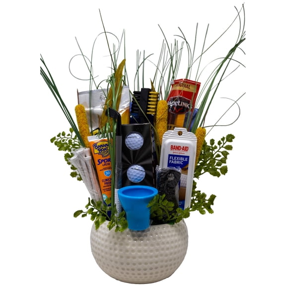 Powers Handmade Gifts Golf Gift Basket with Snacks and Accessories