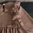 thumbnail image 4 of Coerni Toddler Baby Girls Corduroy Dress Kid Cotton Linen Long Sleeve Casual A Line Dresses Solid Swing Fall Tie Lace Ruffle Outfit, 4 of 6