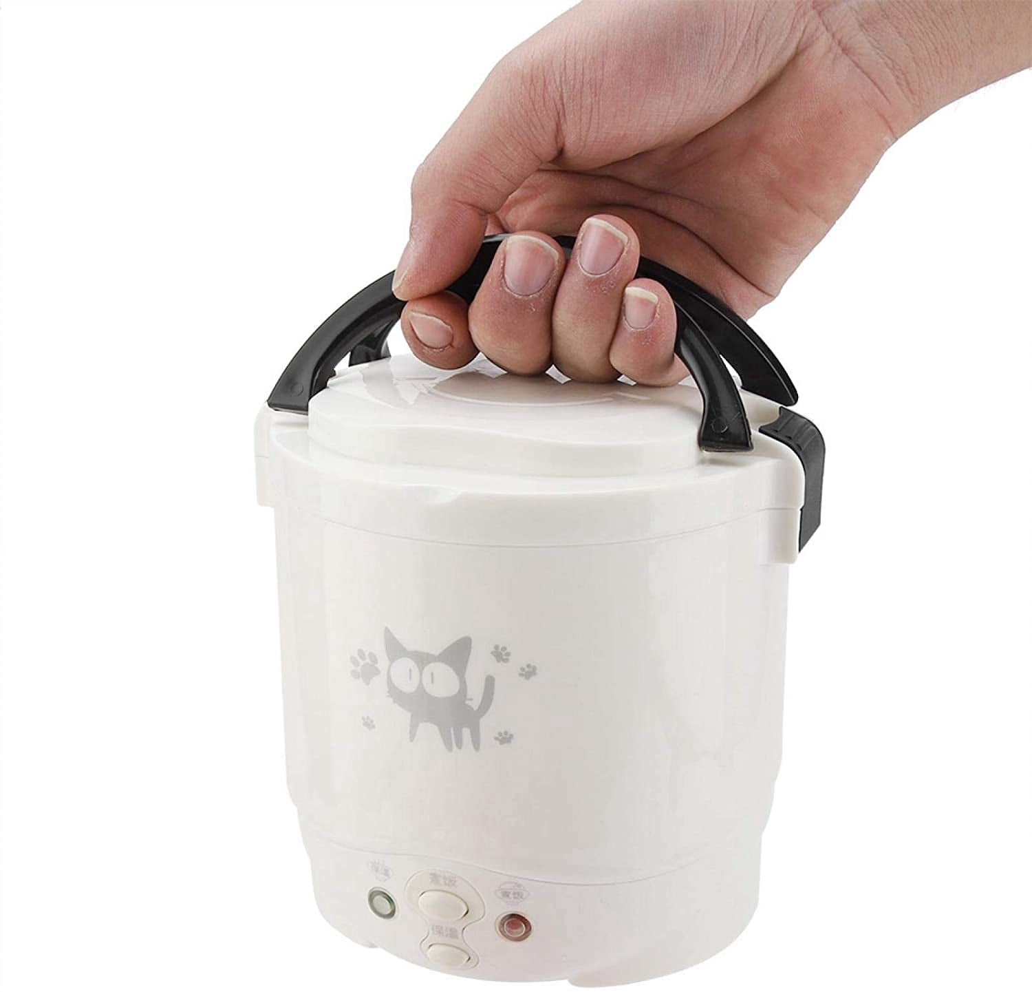 Portable Rice Cooker for Travel  12V 100W 1L Electric Multifunctional Food Steamer Lunch Box White