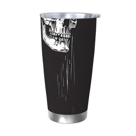 

Zeuib Gothic Skull Drape Printed 20oz Stainless Steel Insulated Car Cup Stainless Steel Thermal Cup Vacuum Insulated Leak-proof Travel Mug Cup-Without Straw
