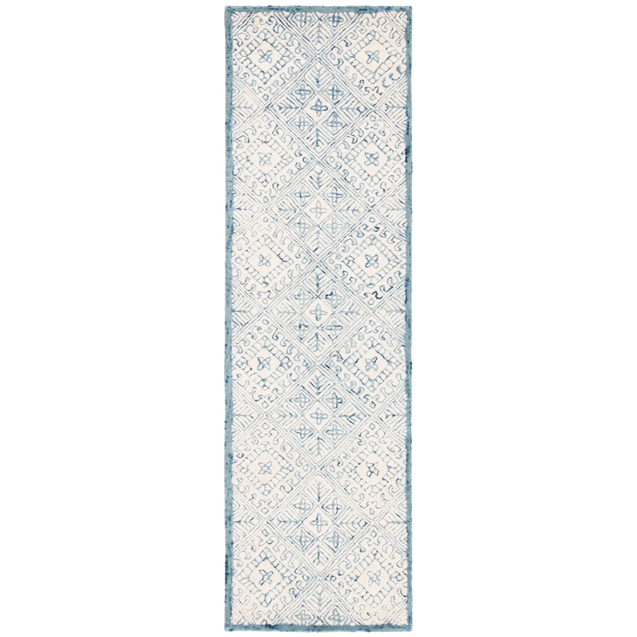 SAFAVIEH Glamour Drummond Geometric Wool Area Rug, Blue/Ivory, 8' x 10'