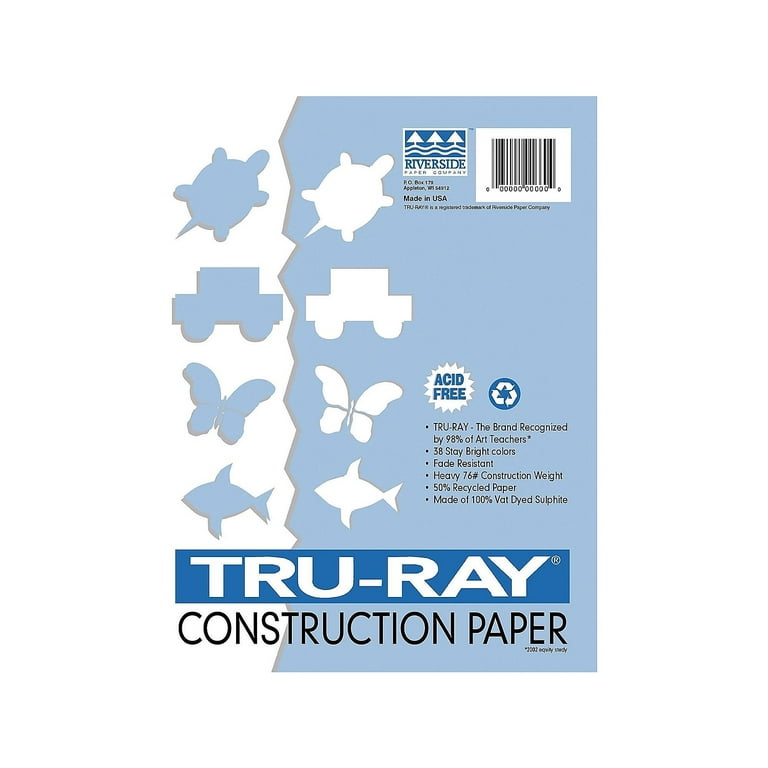 Tru-Ray Sulphite Construction Paper, 12 x 18 Inches, White, 50
