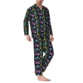 thumbnail image 2 of Fuzoiu Snails 1 Print Men's Long-Sleeved Pajama,Lounge Button Down Nightwear,Mens Notch Collar Pajama Set -Small, 2 of 7