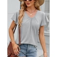 thumbnail image 3 of Avamo Summer Tops Ladies Pleated Tunic Blouse Basic Tee Women Loose Ruffled Short Sleeve T-shirt Grey 2XL, 3 of 9