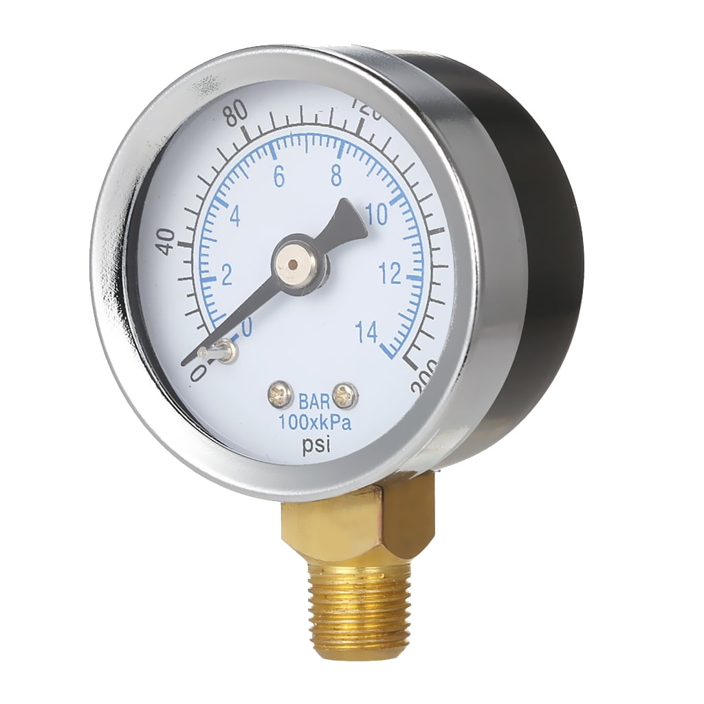 Air Oil Water Pressure Gauge 1/8" NPT 0-200 PSI Manometer 0-14 Bar 