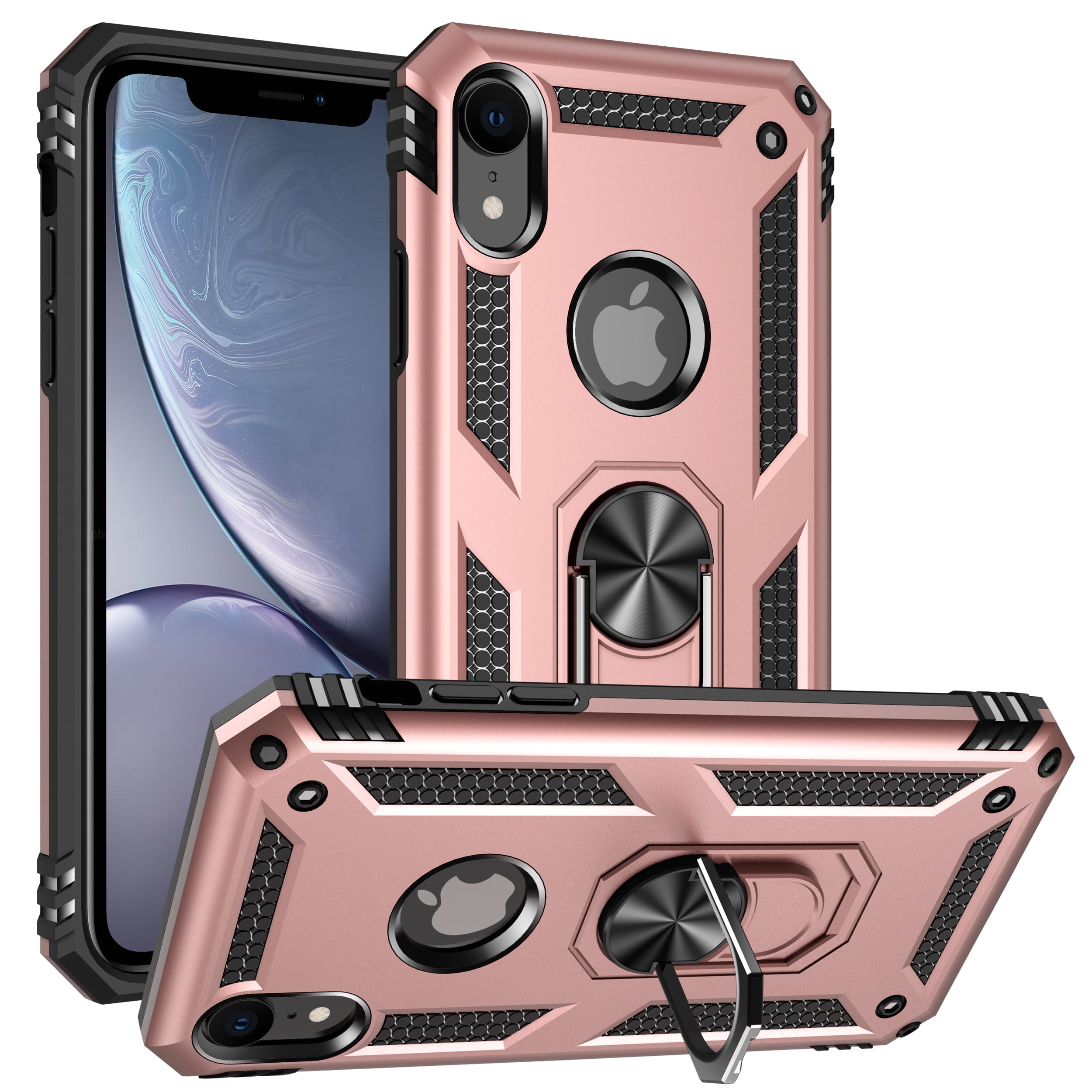ULAK iPhone XR Case with Ring Holder, Heavy Duty Shockproof Kickstand
