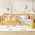 thumbnail image 2 of Bellemave Full Size Floor Bed with Bookshelf and Rails, Montessori Bed Frame with Fence, Wood Full Size Bed Easy Assemble（Natural）, 2 of 8