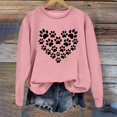 thumbnail image 4 of Arlun Womens Dog Mom Sweatshirts Cute Dog Paw Printed Heart Graphic Long Sleeve Crewneck Pullover Sweatshirt Casual Soft Comfy Fall Winter Lightweight Basic Tops Pink XL, 4 of 4