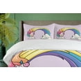thumbnail image 4 of Ambesonne Rainbow Duvet Cover Sets, Funny Unicorn Colorful Mane, 2-Queen, Pale Yellow Peach, 4 of 6