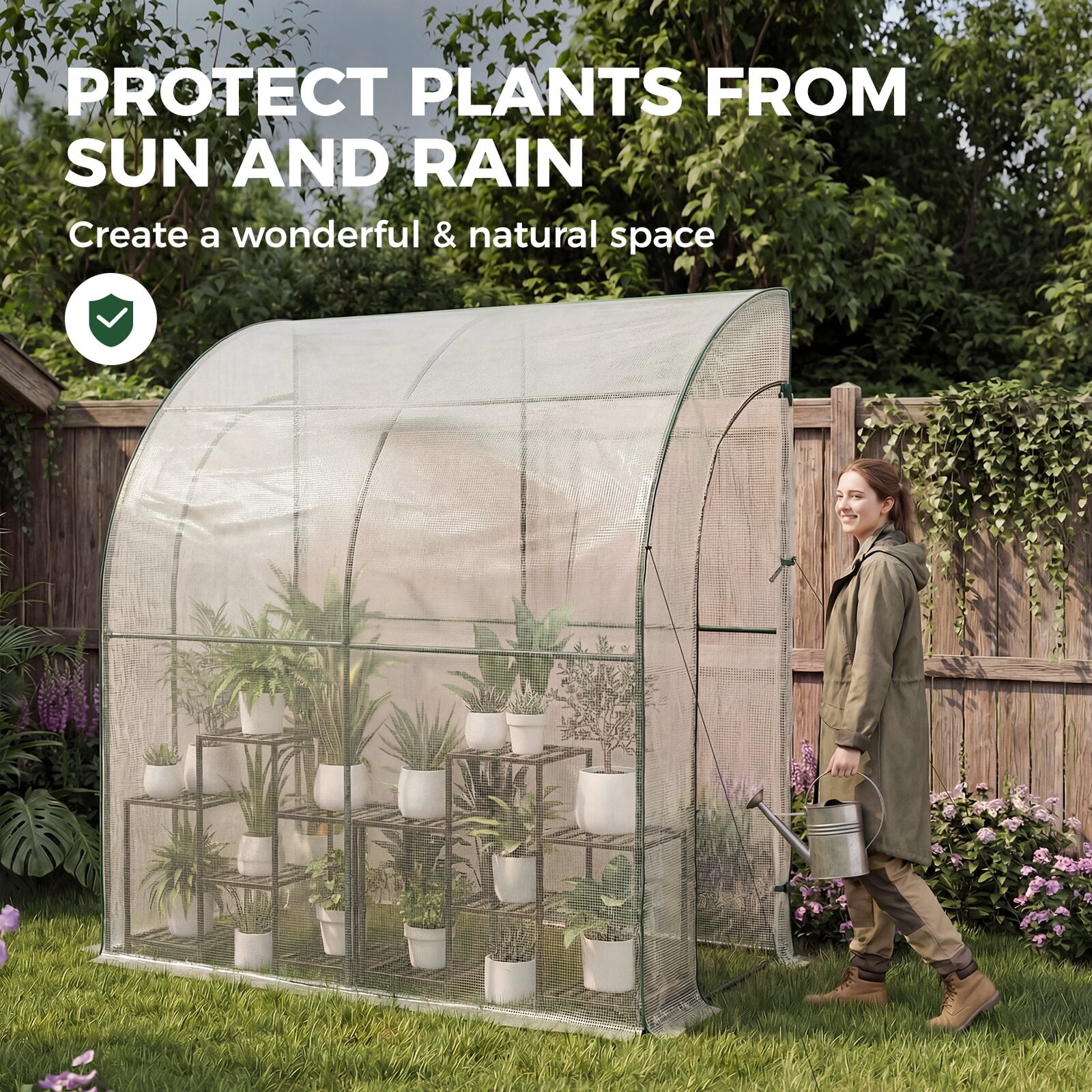 GENTINGBRO Walk-in Tunnel Greenhouse, Portable Heavy Duty Plant Hot House, UV Protected Outdoor Gardening Green House for Backyard, Patio to Grow Vegetables, Flowers, Herbs