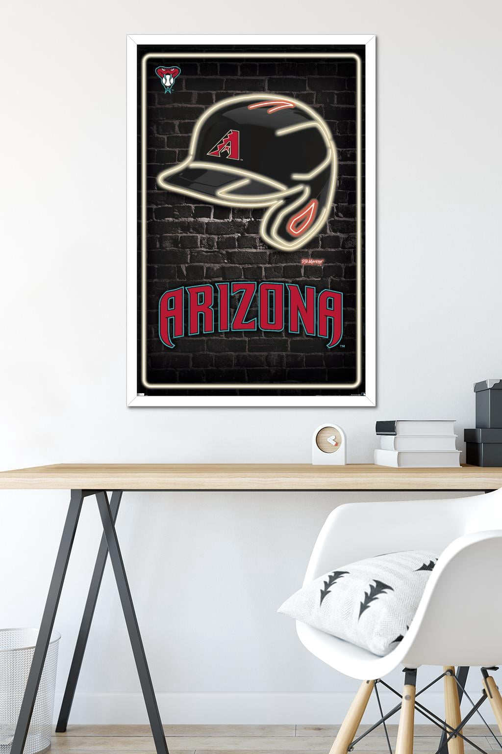 MLB Arizona Diamondbacks - Neon Helmet 23 Wall Poster, 22.375" x 34" Framed