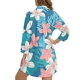 thumbnail image 2 of Xoenoiee Tropical Plumeria Flower Palm Leaves Print Bathing Suit Cover Up V Neck Swimsuit Coverup Shirt for Women Button Down Bikini Beachwear Vacation Outfit Plus Size, 2XL, 2 of 7