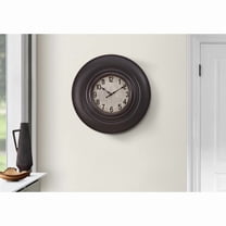 Clocks, 20" Round, Wall Clock, Antique Brown, Transitional