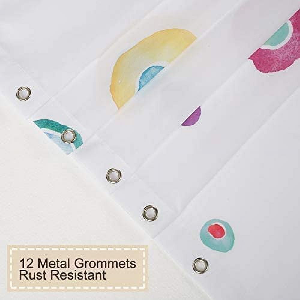 Colorful Shower Curtain, Kids Shower Curtain Rainbow Shower Curtain Hooks, Waterproof Funny Shower Curtains for Bathroom, Cute Red Polka Dot Circle Kids Bathroom Decor, 72Wx72H Inch