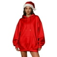 thumbnail image 3 of Vibrex Women's Hooded Long Sleeve Sweatshirt Solid Color Stretch Satin Casual Pullover Top, 3 of 7