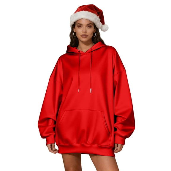 Women's Trendy Sweatshirt Loose Satin Long Sleeve Crew Neck Pullovers Y2K Casual 2025 Fall Top Oversized Outfits (S, Red)