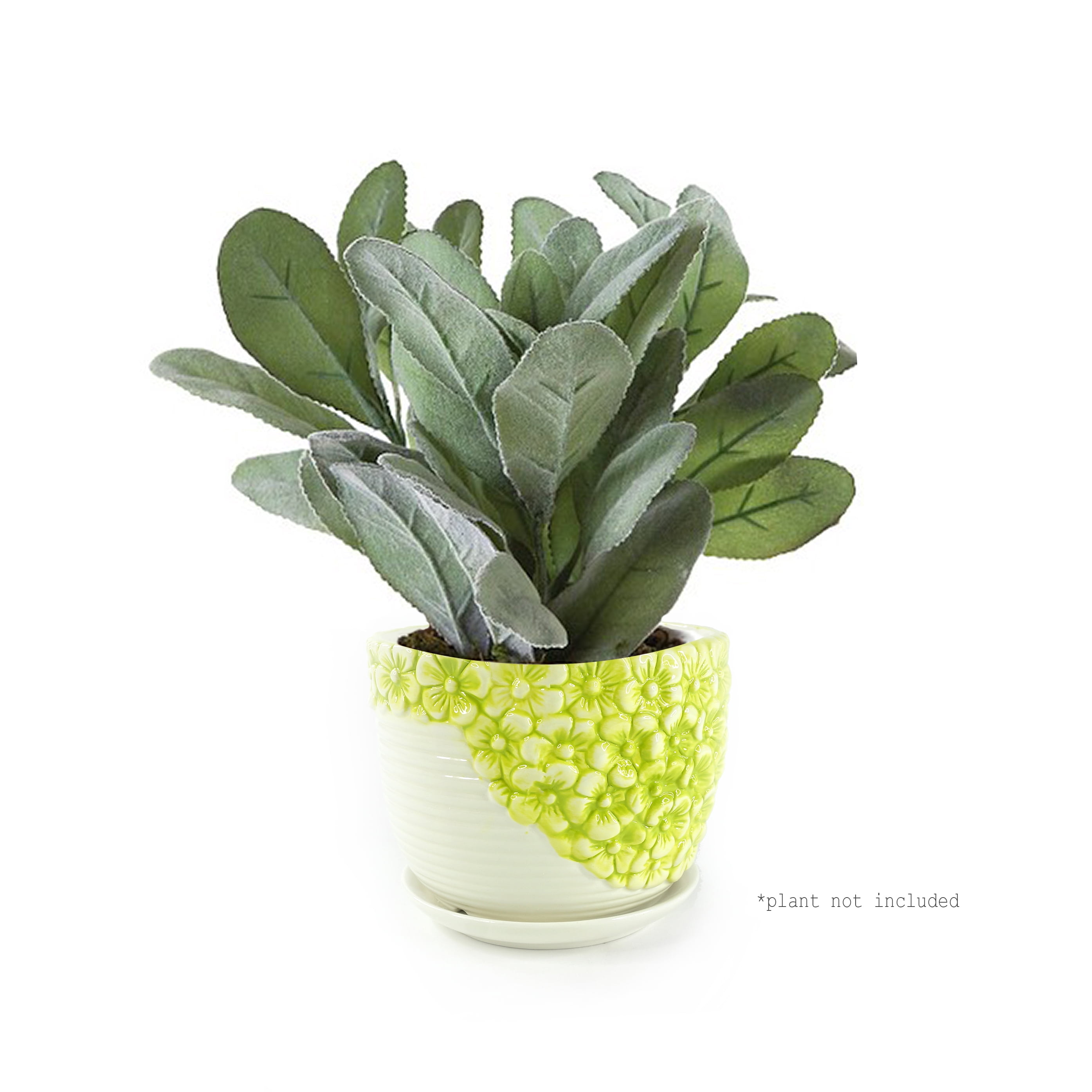 K-Cliffs 6.7" x 5.3"/5.2" x 4.3"/3.8" x 3.2" Round Lime-Yellow Ceramic Planter Pots