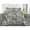 thumbnail image 2 of Ambesonne Floral Quilted Coverlet 3 Pcs, Botanical Garden Eucalyptus, King Size, Lilac and Dark Sea Green, 2 of 4