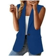 thumbnail image 4 of Gifts for Girls! BiZtdJrK Women's Summer Sleeveless Vest Tops Casual Open Front Single Button Blazer Waistcoat with Pockets Blue S, 4 of 8