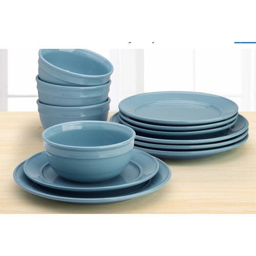 Mainstays Amelia Solid Color Dinnerware Set, 12 Piece