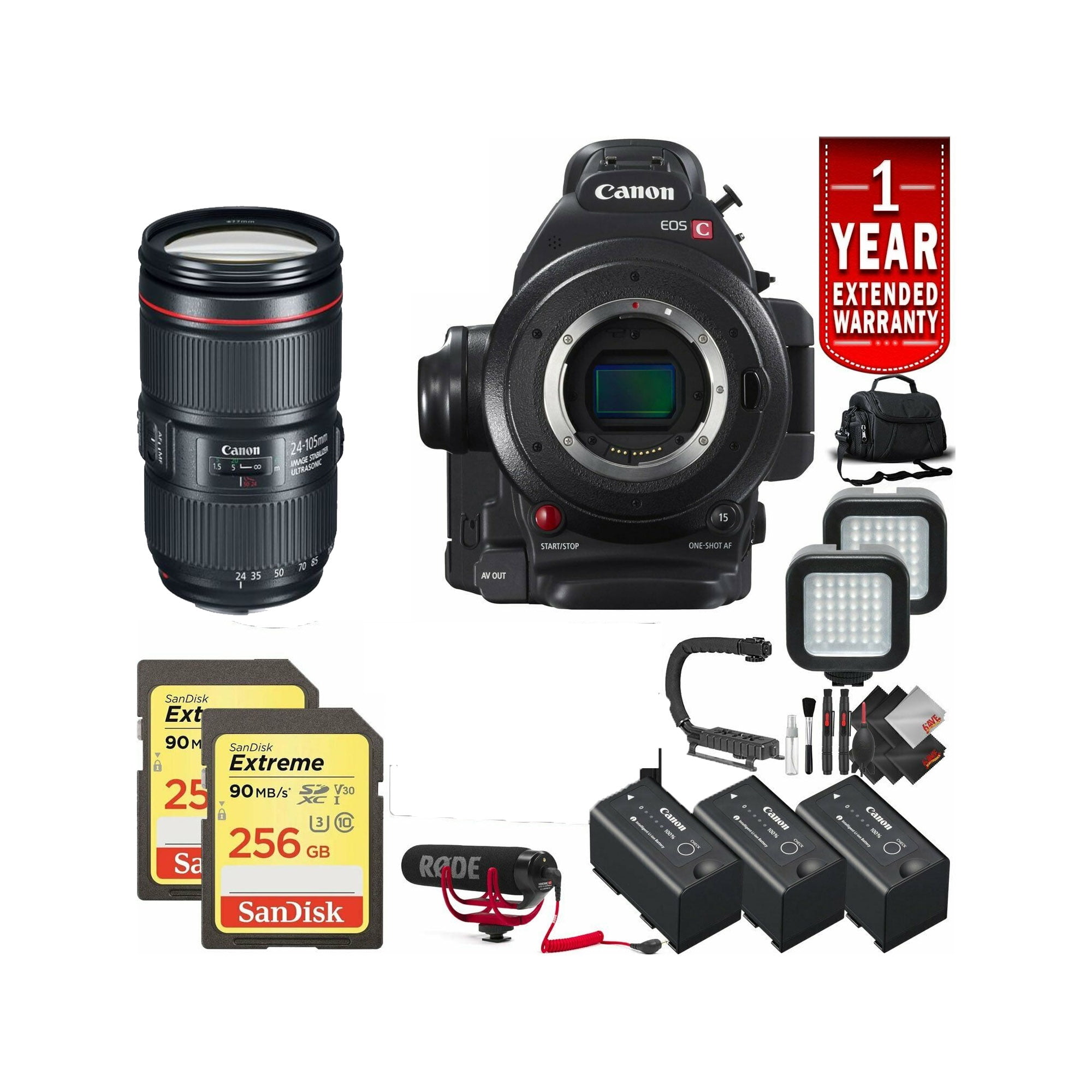 Canon EOS C100 Mark II Body with Dual Pixel CMOS AF w/ Dual 256GB