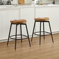 thumbnail image 2 of Zesthouse 25″ Swivel Counter Stools Set of 2, Farmhouse Backless Counter Height Bar Stools with Metal Legs, Solid Wood Saddle Seating Barstools for Kitchen Island, Brown, 2 of 9