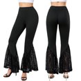 thumbnail image 2 of Bell Bottom Flare Pants for Women - High Waisted Stretch Boho Wide Leg Hippie Palazzo Pants Lace Yoga Leggings, 2 of 7