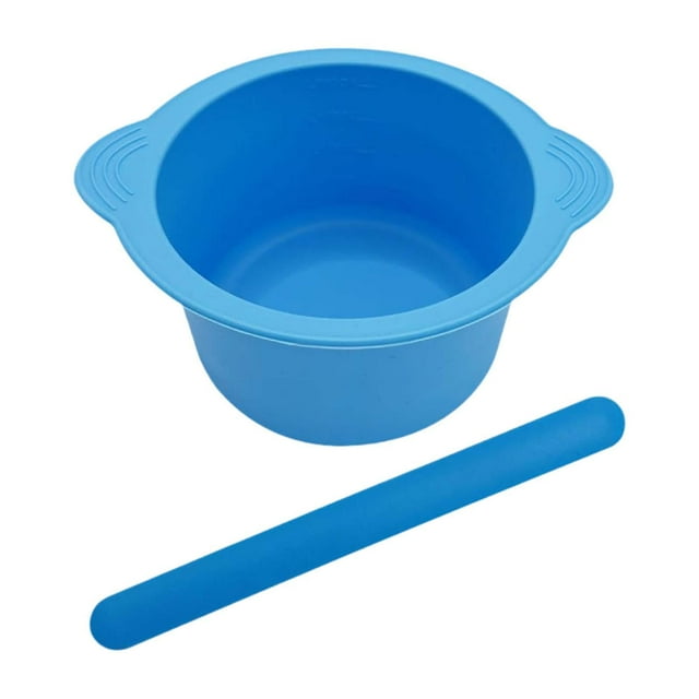 Cuenco para hacer tú mismo, cuenco para cera depilatoria con varilla para mezclar, herramienta cosmética, cuenco para polvos Azul