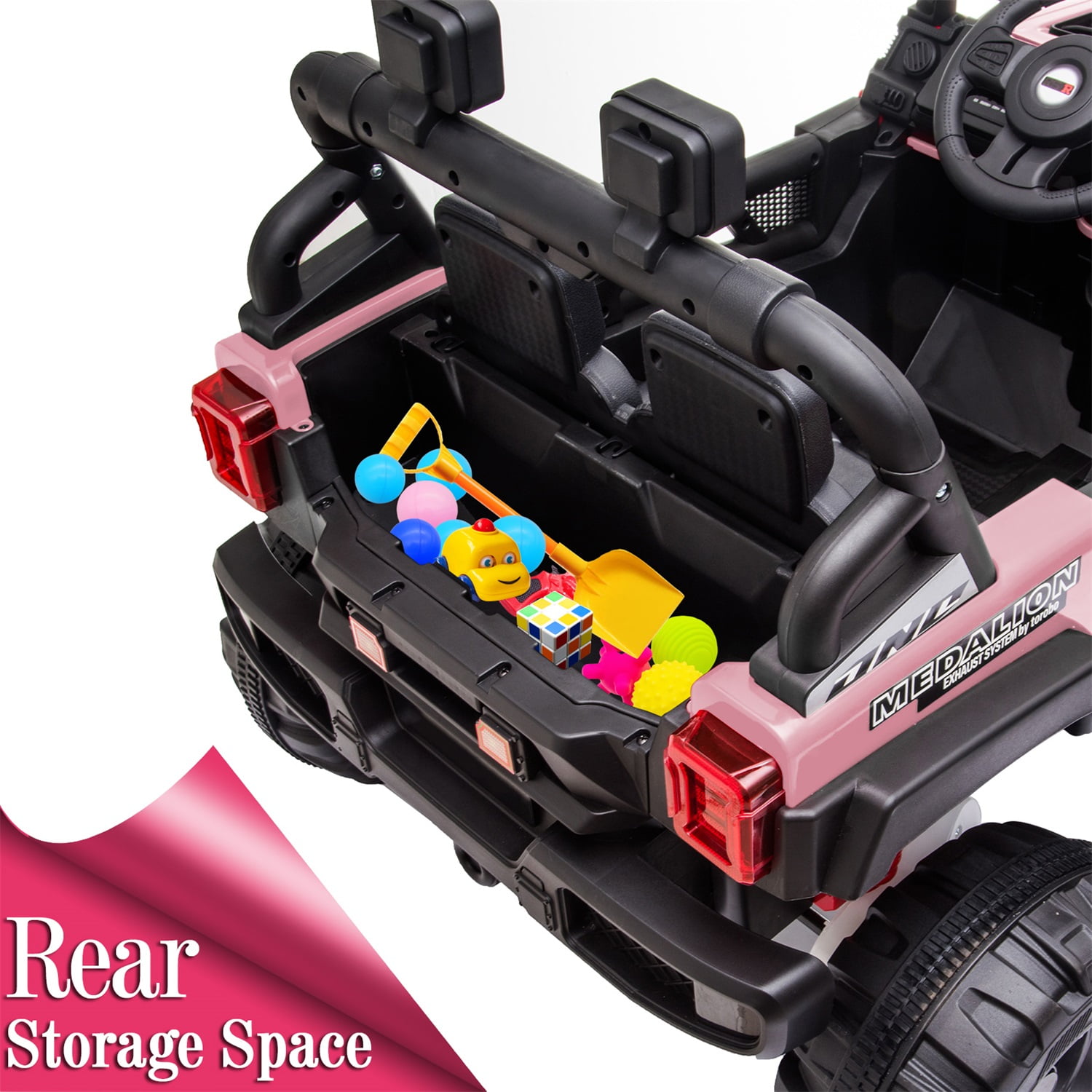 CIPACHO 12V Kids Ride On Truck Car with Parent Remote Control, Spring Suspension, LED Lights, AUX Port, Kids Electric Vehicle Toy, Pink