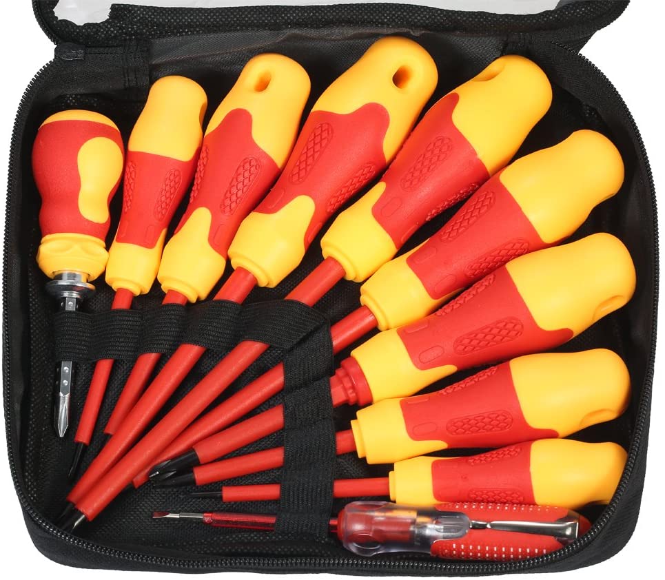 10pcs 1000V Insulated Screwdriver Set with Magnetic Slotted and Phillips  Bits Soft Grips Electricians Electrical Work Repair Tools Walmart Canada