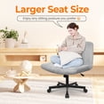 thumbnail image 7 of NEO CHAIR Criss Cross Chair with Wheels Home Office Cross Legged Armless Chairs Ergonomic Adjustable Computer Desk Task Wide Seat for Bedroom Vanity Comfy Swivel (Grey), 7 of 7