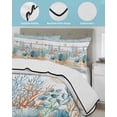 thumbnail image 3 of Quilt King Size Bedding Set, Starfish Coastal Reversible Summer Quilt 3 Pieces, Summer Ocean Blue Coral Conch Seagrass Lightweight Bedspreads Coverlets with 2 Pillow Shams for All Seasons, 3 of 5