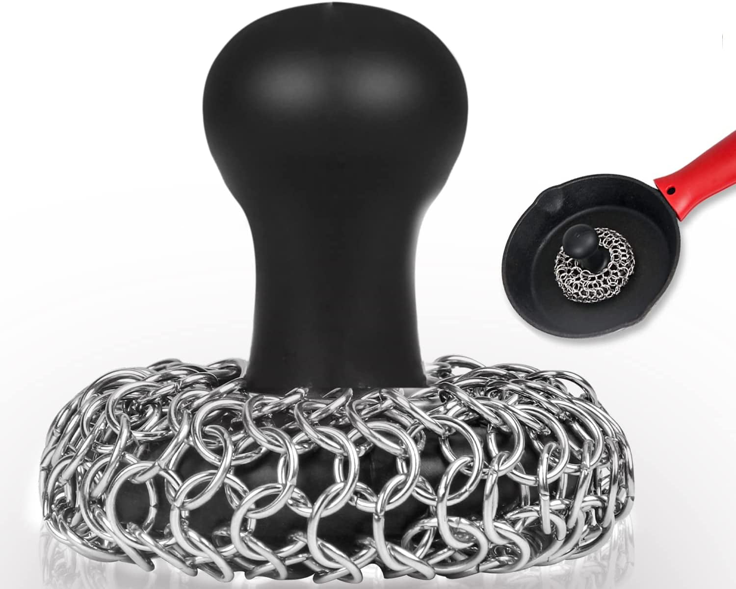 Cast Iron Chainmail Scrubber, Windspeed Cast Iron Skillet Cleaner for