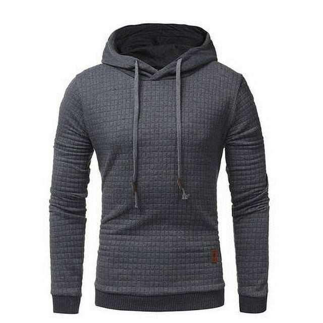 Fo Sweat à Capuche Classique Matelassé à Motif Carré pour Hommes (DarkGray, L)
