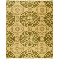 SAFAVIEH Wyndham Louise Medallion Wool Area Rug, Honey/Green, 8' x 10'