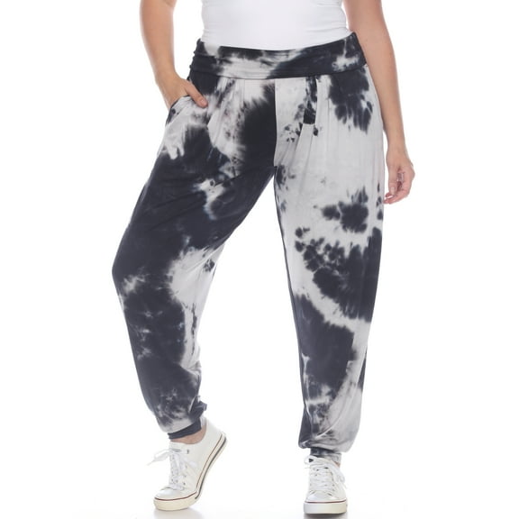 White Mark Women's Plus Size Tie-Dye Harem Pants