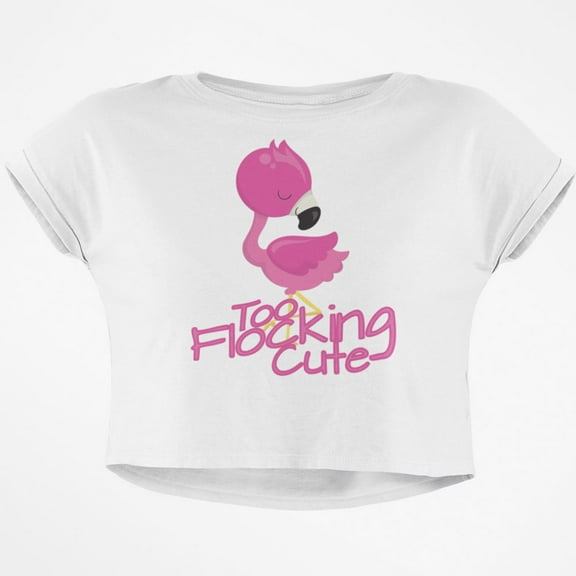 Flamingo Too Flocking Cute Junior Boxy Crop Top T Shirt