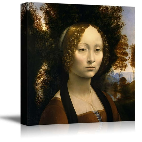 wall26 - Ginevra de' Benci by Leonardo da Vinci - Canvas Print Wall Art Famous Oil Painting Reproduction - 12" x 12"
