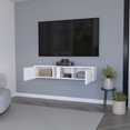 thumbnail image 5 of LiviNest Floating TV Stand for Small Spaces: Wall Mount Unit Saves 4 Sq Ft Floor Space - 2 Door Hidden Storage & Open Shelf for 40-49 Inch TVs - Modern White Entertainment Center for Apartments, 5 of 6