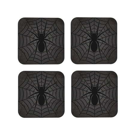 

Tideii Black Spider On Web 1 for Leather Coasters 4 Pieces Anti-fouling and Anti-scalding Decorative Coasters Suitable for Restaurants Kitchens Coffee Shops-Square