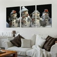 thumbnail image 2 of Nawypu Christmas Snowman Wall Art Santa Claus Hat and White Posters Five Smiling Snowmans Canvas Picture Framed Artwork Painting for Bedroom Office Home 12''x16''X3, 2 of 4