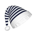 thumbnail image 2 of Wukai Navy Blue And White Stripes Red Velvet Santa Claus Hat,Christmas Hat For Boys Girls Child Infant,Knitted Beanie Hat Colorful Flashing Holiday Xmas Christmas Party Supplies, 2 of 6