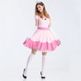 thumbnail image 5 of Disfraz de princesa Peach para adulto, Vestido corto rosa con guantes, corona, fiesta de Cosplay, carnaval, disfraces de Halloween, 3 uds., 5 of 5