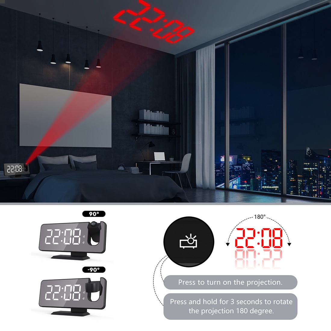 LED Digital Alarm Clock Watch Table Electronic Desktop Clocks USB