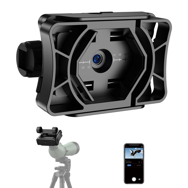 Wireless WiFi Digital Eyepiece for Telescope Camera 2MP 1920*1080P Resolution Time-lapse Photography 2X Optical Zoom APP Control Built-in Battery with 360° Rotatable Phone Mount 32GB Memory Card