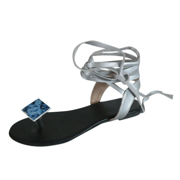 OAVQHLG3B Wedge Sandals for Women Women's Breathable Snake Print Colorblock Ankle Strap Thong Flat Sandals