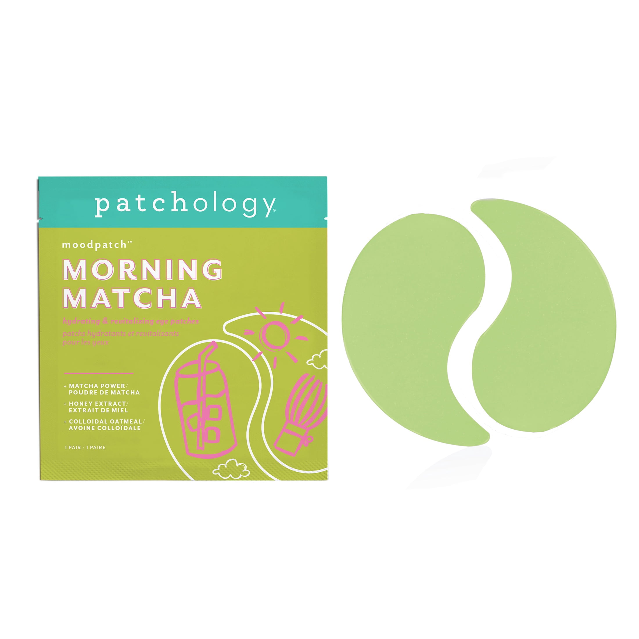 Patchology Energizing Morning Matcha Under-Eye Mask, 1 Pair