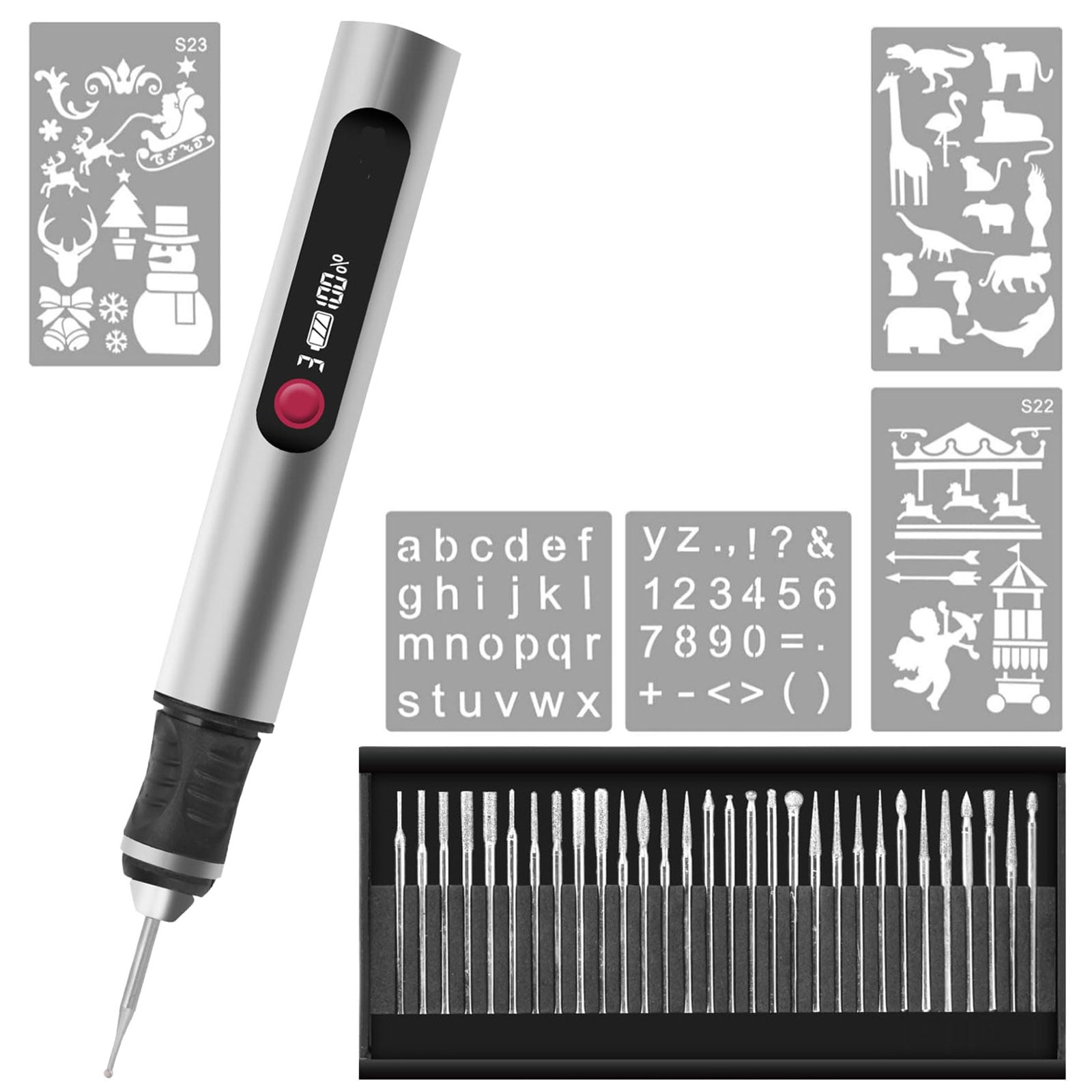 Multi-Function Engraving Pen Set, 3-Speed Adjustable Tool for Metal Glass & Ceramics, Portable Cordless Design