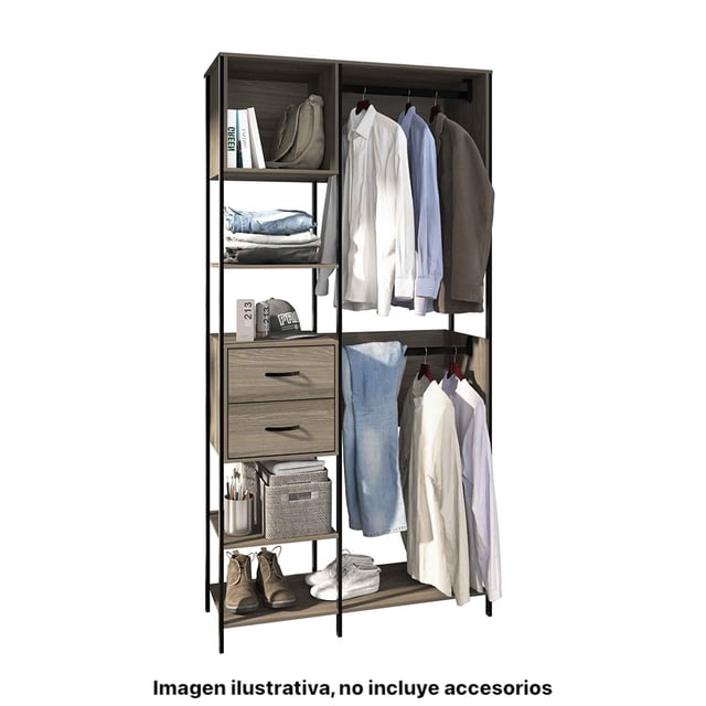 Guardarropa Playcon Clóset Ropero Mueble Armable 100 cm Madera gris