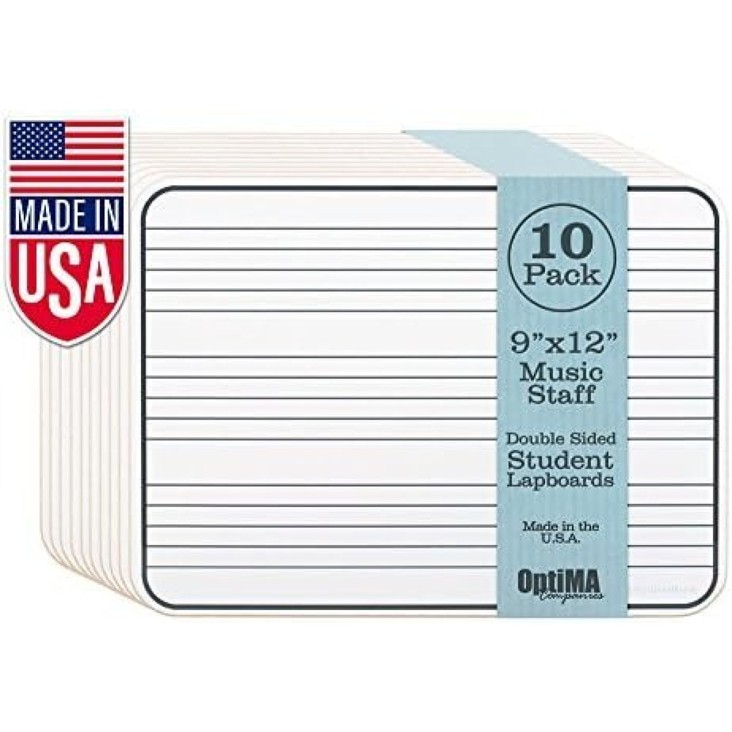 Optima 9 x 12 Double Sided Music Staff Dry Erase Lap Boards (10 Pack